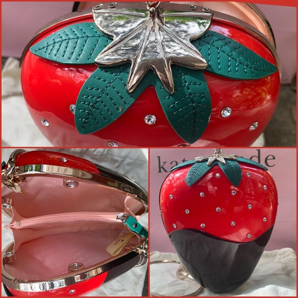 Kate Spade Novelty Strawberry Clutch Shoulder Bag - Picture 7 of 8